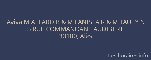 Aviva M ALLARD B & M LANISTA R & M TAUTY N