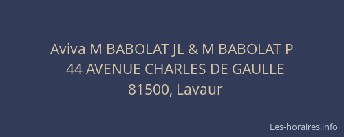 Aviva M BABOLAT JL & M BABOLAT P