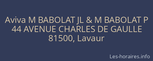 Aviva M BABOLAT JL & M BABOLAT P