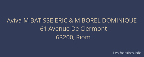 Aviva M BATISSE ERIC & M BOREL DOMINIQUE