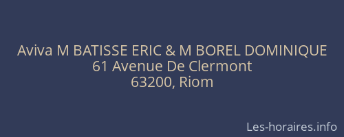 Aviva M BATISSE ERIC & M BOREL DOMINIQUE