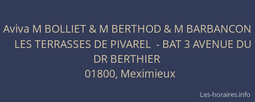 Aviva M BOLLIET & M BERTHOD & M BARBANCON