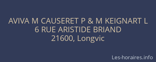 AVIVA M CAUSERET P & M KEIGNART L