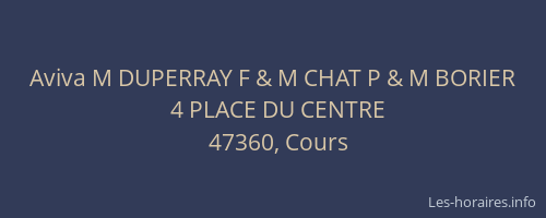 Aviva M DUPERRAY F & M CHAT P & M BORIER