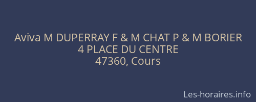 Aviva M DUPERRAY F & M CHAT P & M BORIER