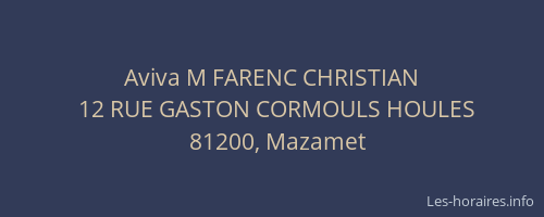 Aviva M FARENC CHRISTIAN