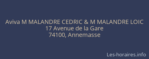 Aviva M MALANDRE CEDRIC & M MALANDRE LOIC