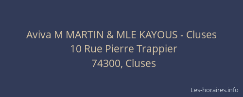 Aviva M MARTIN & MLE KAYOUS - Cluses