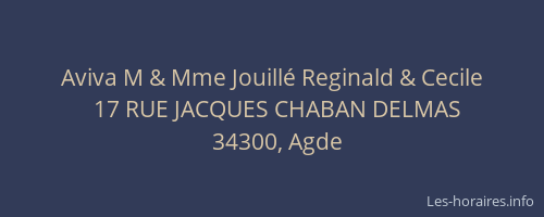 Aviva M & Mme Jouillé Reginald & Cecile