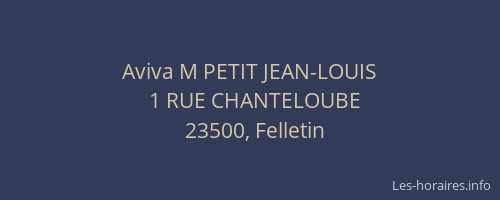 Aviva M PETIT JEAN-LOUIS