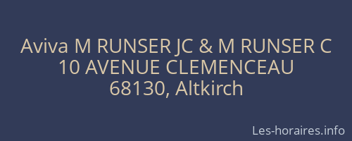 Aviva M RUNSER JC & M RUNSER C