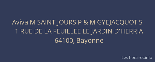 Aviva M SAINT JOURS P & M GYEJACQUOT S