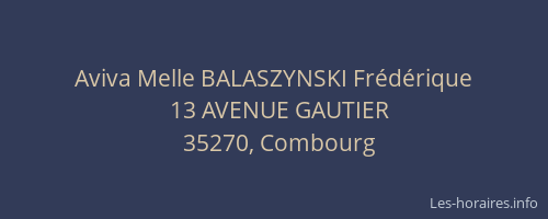Aviva Melle BALASZYNSKI Frédérique