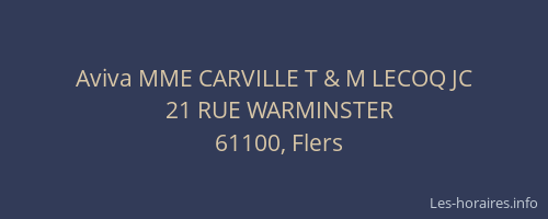 Aviva MME CARVILLE T & M LECOQ JC