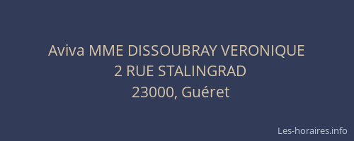 Aviva MME DISSOUBRAY VERONIQUE