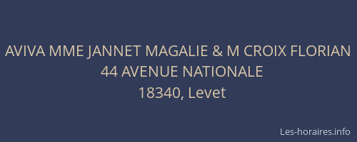 AVIVA MME JANNET MAGALIE & M CROIX FLORIAN