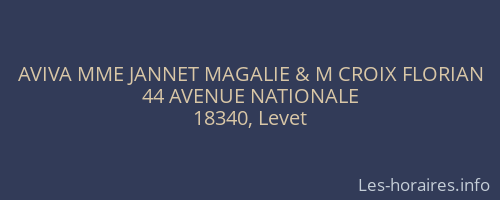 AVIVA MME JANNET MAGALIE & M CROIX FLORIAN