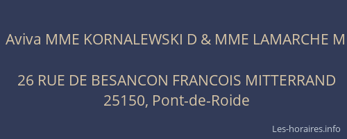 Aviva MME KORNALEWSKI D & MME LAMARCHE M