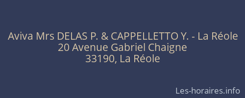 Aviva Mrs DELAS P. & CAPPELLETTO Y. - La Réole