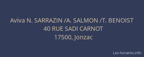 Aviva N. SARRAZIN /A. SALMON /T. BENOIST