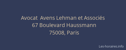 Avocat  Avens Lehman et Associés