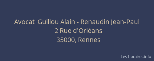 Avocat  Guillou Alain - Renaudin Jean-Paul