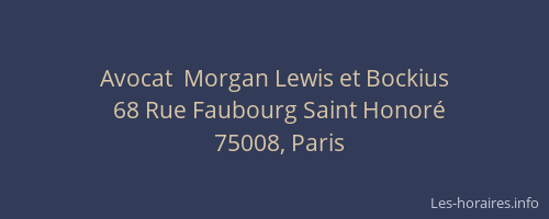 Avocat  Morgan Lewis et Bockius