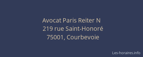 Avocat Paris Reiter N