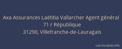 Axa Assurances Laëtitia Vallarcher Agent général