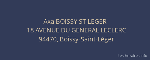 Axa BOISSY ST LEGER