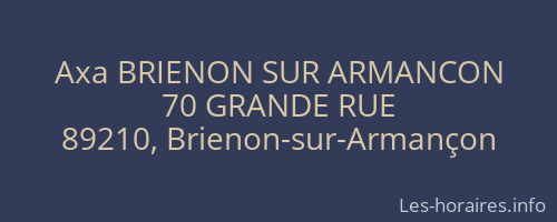Axa BRIENON SUR ARMANCON