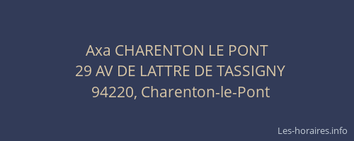 Axa CHARENTON LE PONT
