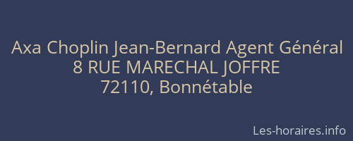 Axa Choplin Jean-Bernard Agent Général