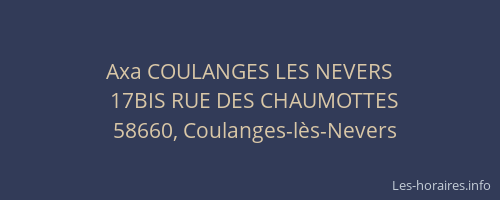 Axa COULANGES LES NEVERS