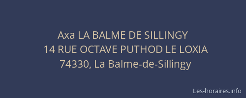Axa LA BALME DE SILLINGY