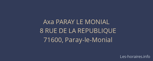 Axa PARAY LE MONIAL