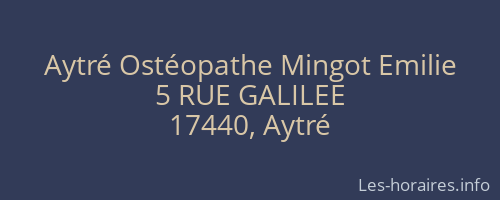 Aytré Ostéopathe Mingot Emilie
