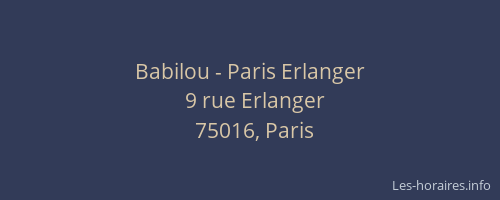 Babilou - Paris Erlanger