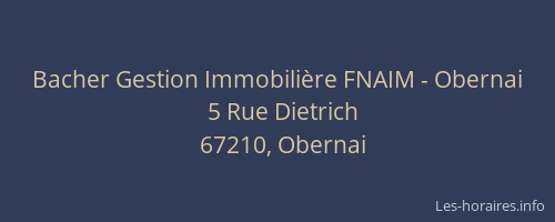Bacher Gestion Immobilière FNAIM - Obernai