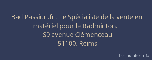 Bad Passion.fr : Le Spécialiste de la vente en matériel pour le Badminton.