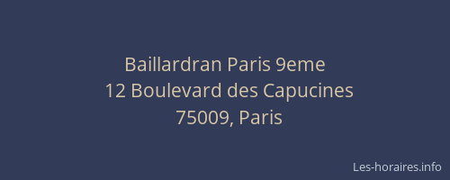 Baillardran Paris 9eme