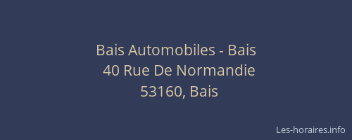 Bais Automobiles - Bais