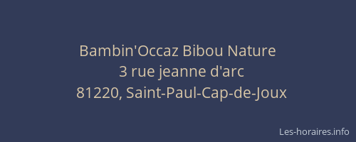Bambin'Occaz Bibou Nature