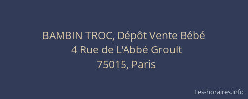 BAMBIN TROC, Dépôt Vente Bébé