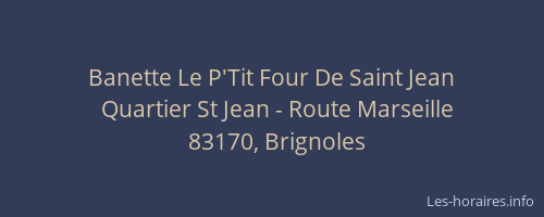 Banette Le P'Tit Four De Saint Jean
