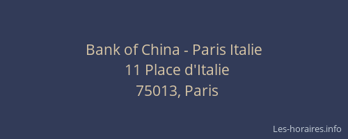 Bank of China - Paris Italie