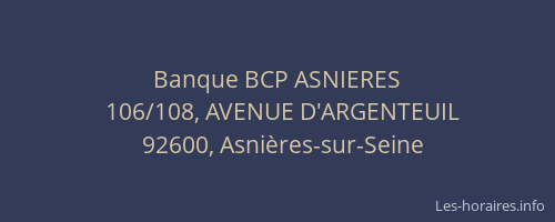 Banque BCP ASNIERES