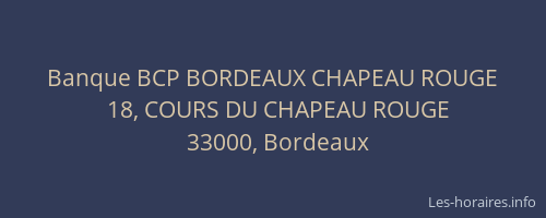 Banque BCP BORDEAUX CHAPEAU ROUGE