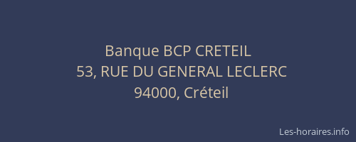 Banque BCP CRETEIL