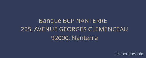 Banque BCP NANTERRE